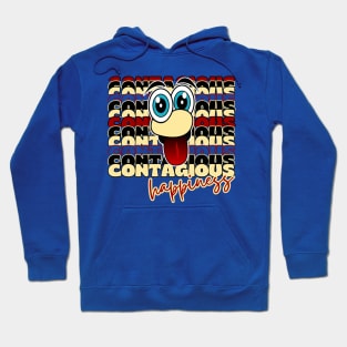 Contagious Happiness. Happy Funny Face Cartoon Emoji with Funny Quote Hoodie